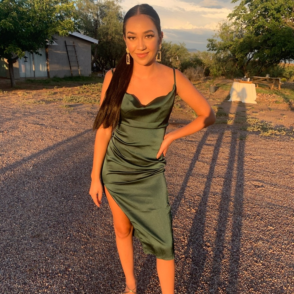 Emerald green midi dress